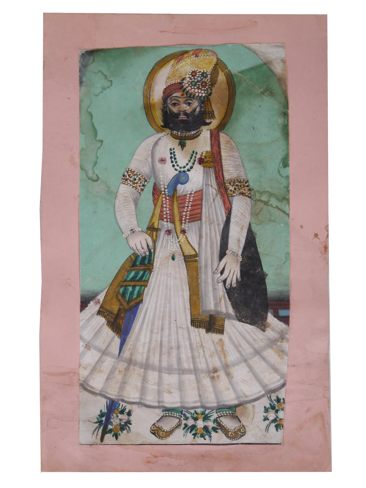 ANTIQUE INDIAN MINIATURE MUGHAL PAINTING MAHARAJA PIC-0